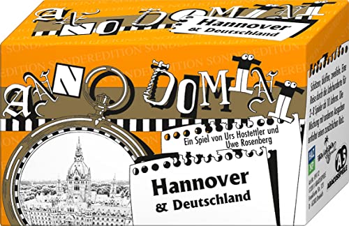 ABACUSSPIELE 09112 - Anno Domini - Hannover & Deutschland, Kartenspiel - schätzen - bluffen - zweifeln, Orange_weiß von ABACUSSPIELE