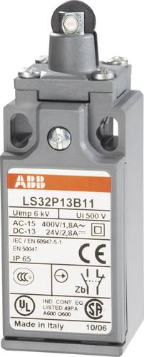 ABB 1SBV010313R1211 LS32P13B11 Endschalter 400 V/AC 1.8A Rollenstößel tastend IP65 1St. von ABB