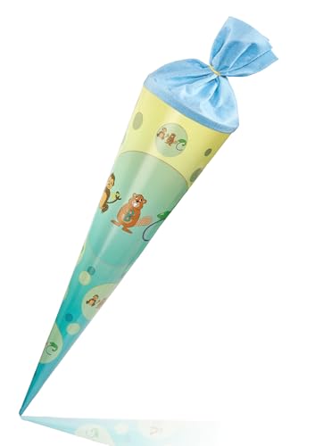 Deine Schulhelden Schultüte - Zuckertüte Einschulung Stabile Geschenkverpackung in Blau - Länge 70cm - Geschwistertüte Made in Germany von ABC Deine Schulhelden