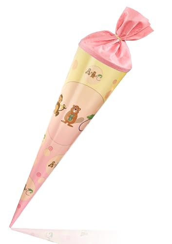 Deine Schulhelden Schultüte - Zuckertüte Einschulung Stabile Geschenkverpackung in Rosa für Mädchen - Länge 70cm - Geschwistertüte Made in Germany von ABC Deine Schulhelden