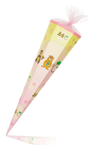 Deine Schulhelden Schultüte - Zuckertüte Einschulung Stabile Geschenkverpackung in Rosa für Mädchen - Länge 85cm, Durchmesser 22cm - Geschwistertüte Made in Germany von ABC Deine Schulhelden