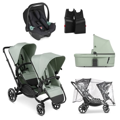 ABC DESIGN Zwillings- und Geschwisterwagen Zoom Pine Kollektion 2024 inkl. Babywanne, Babyschale, Adapter und Regenschutz von ABC Design