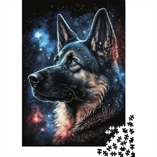 1000 Teile Puzzle Galaxie Kunst Deutscher Schäferhund Puzzle für Kinder und Jugendliche Holzbrett-Puzzles Tolles Geschenk für Kinder 1000 Teile (75 x 50 cm) von ABFFSDT