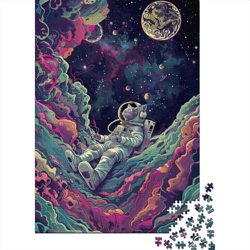 1000-teiliger Musik-Astronaut für Erwachsene, schwieriges Puzzle aus Holz für Erwachsene, Geschenke am Weihnachtsabend, 1000 Teile (75 x 50 cm) von ABFFSDT