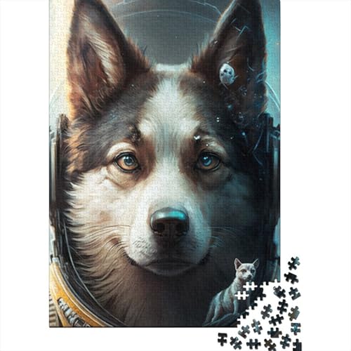 1000-teiliges Art-Dog-Puzzle für Erwachsene und Teenager, Holzpuzzle, Geschenke für Heiligabend, 1000 Teile (75 x 50 cm) von ABFFSDT