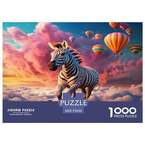 1000-teiliges Ballon-Zebra-Puzzle für Erwachsene, Puzzle, Lernspiel, Herausforderungsspielzeug, 1000 Stück (75 x 50 cm) von ABFFSDT