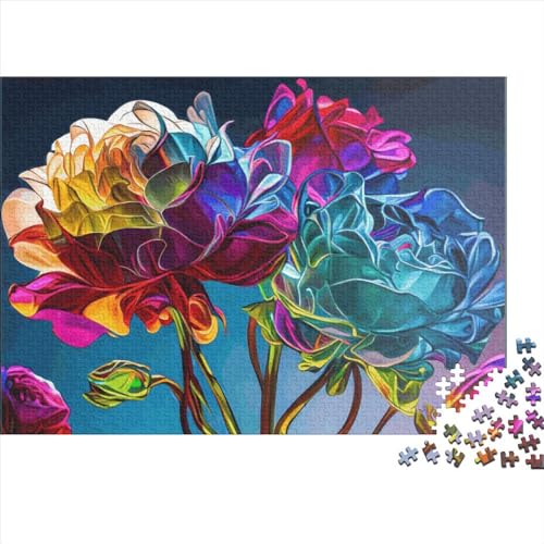 1000-teiliges Blumenkunst-Puzzle für Erwachsene, Puzzle für Erwachsene, Alter 14+, 1000 Teile (75 x 50 cm) von ABFFSDT