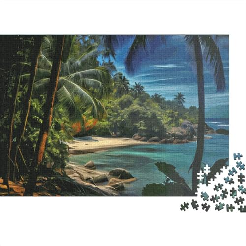 1000-teiliges Coconut Cove-Puzzle für Erwachsene Teenager, Holzpuzzle, nachhaltiges Puzzle für Erwachsene | Spiele 1000 Teile (75 x 50 cm) von ABFFSDT