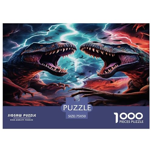 1000-teiliges Dinosaurier-Kampf-Puzzle für Erwachsene, Holzpuzzle für Teenager, Geschenke, einzigartige Heimdekoration und Geschenke, 1000 Stück (75 x 50 cm) von ABFFSDT