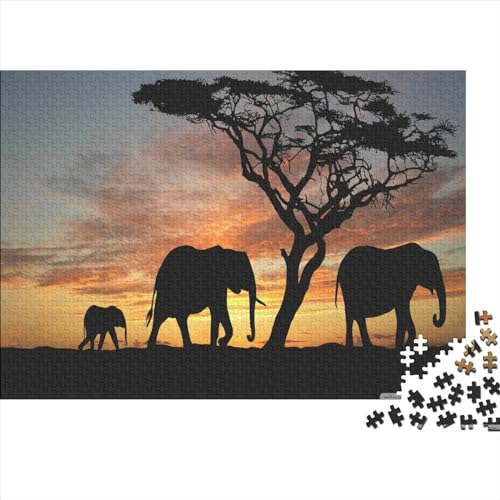 1000-teiliges Elefanten-Puzzle für Erwachsene, Holzpuzzle für Erwachsene, für Familienspaß und Spieleabend, 1000 Teile (75 x 50 cm) von ABFFSDT