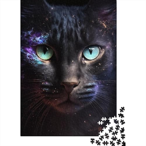 1000-teiliges Galaxy Art Cat-Puzzle für Erwachsene Teenager, Holzpuzzle, nachhaltiges Puzzle für Erwachsene | Spiele 1000 Stück (75 x 50 cm) von ABFFSDT