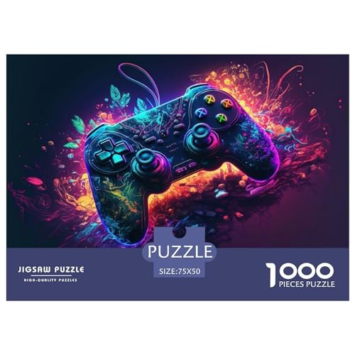 1000-teiliges Gaming-Neon-Art-Puzzle für Erwachsene, Puzzle, Puzzle für Erwachsene, einzigartige Heimdekoration und Geschenke, 1000 Stück (75 x 50 cm) von ABFFSDT