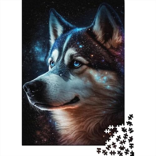 1000-teiliges Holzpuzzle „Galaxy Space Husky“ – Puzzle für Zuhause, Wanddekoration, Lernspielzeug, ganze Familie, Spiel, 1000 Teile (75 x 50 cm) von ABFFSDT