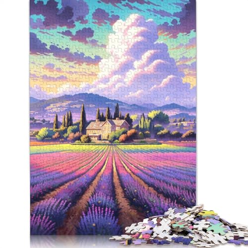 1000-teiliges Lavendelfeld in der Provence, Frankreich28 Puzzle für Kinder, Holzpuzzle für Teenager, Lernspielzeug, 1000 Teile (75 x 50 cm) von ABFFSDT