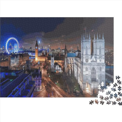 1000-teiliges London-Puzzle für Erwachsene und Teenager, Lernspielzeug aus Holz, 1000 Teile (75 x 50 cm) von ABFFSDT