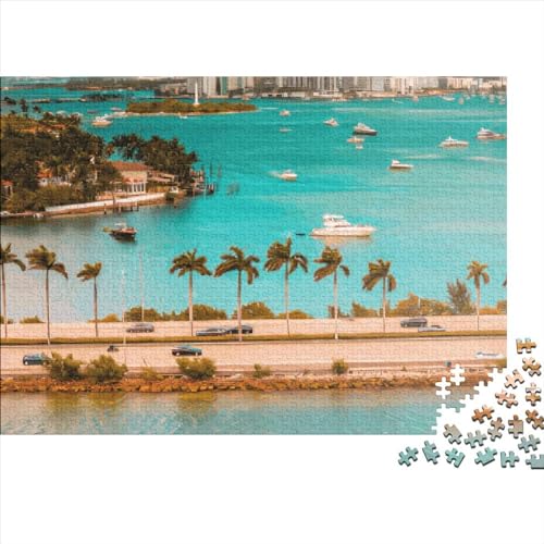 1000-teiliges Miami Beach-Puzzle für Erwachsene, schwieriges Holzpuzzle für Erwachsene, 1000 Teile (75 x 50 cm) von ABFFSDT