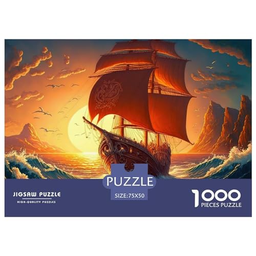 1000-teiliges Piratenboot-Puzzle für Erwachsene, Puzzle, Erwachsenen-Puzzle, Heimdekoration, Puzzle-Spielzeug, 1000-teilig (75 x 50 cm) von ABFFSDT