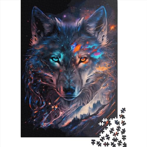 1000-teiliges Puzzle, Nebelwolf-Puzzle für Kinder, Holzbrett-Puzzle, interessantes Puzzle zur Stressreduzierung, 1000 Teile (75 x 50 cm) von ABFFSDT