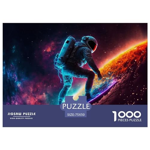 1000-teiliges Puzzle „Astronaut Surft auf den Sternen“, Holzpuzzle für Erwachsene, Teenager, Mann, Frau, Geschenk, 1000 Stück (75 x 50 cm) von ABFFSDT