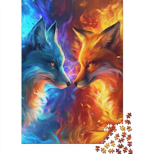 1000-teiliges Puzzle „EIS und Feuerfuchs“ für Erwachsene Teenager, Holzpuzzle, nachhaltiges Puzzle für Erwachsene | Spiele 1000 Teile (75 x 50 cm) von ABFFSDT