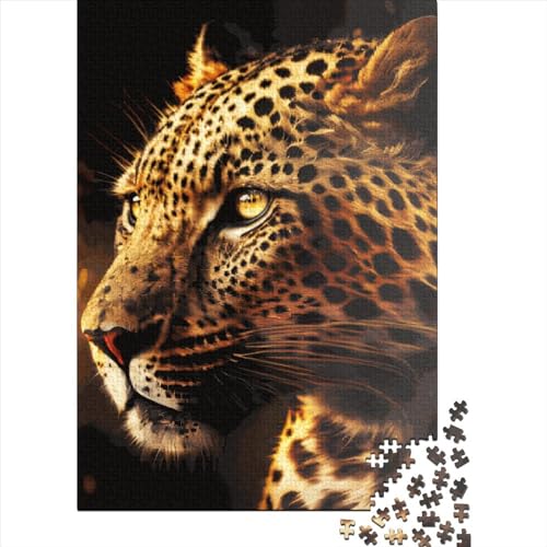 1000-teiliges Puzzle „Goldener Leopard“ für Kinder, Puzzle, 1000-teiliges Puzzle, Puzzlespiel, schwieriges Herausforderungspuzzle, 1000 Teile (75 x 50 cm) von ABFFSDT