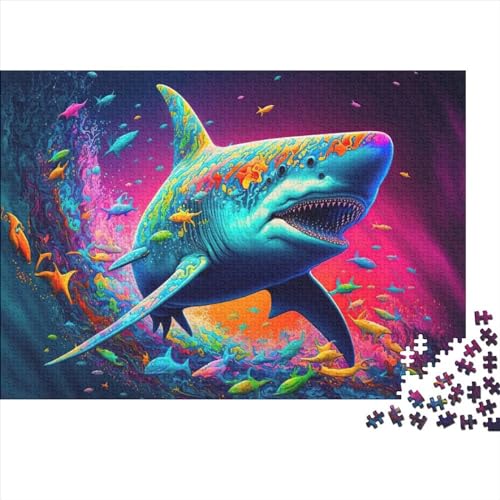 1000-teiliges Puzzle „Hai“, buntes Tier 4, für Erwachsene und Teenager, Puzzle für Familienspaß und Spieleabend, 1000 Teile (75 x 50 cm) von ABFFSDT