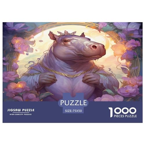 1000-teiliges Puzzle „Purple_Hippo“ für Erwachsene und Teenager, Lernspiele für zu Hause, DIY-Spielzeug, 1000 Stück (75 x 50 cm) von ABFFSDT