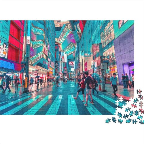 1000-teiliges Puzzle „Tokio, Japan“ für Erwachsene, Holzpuzzle, Puzzles für Erwachsene, Lernspiel, Herausforderungsspielzeug, 1000 Stück (75 x 50 cm) von ABFFSDT