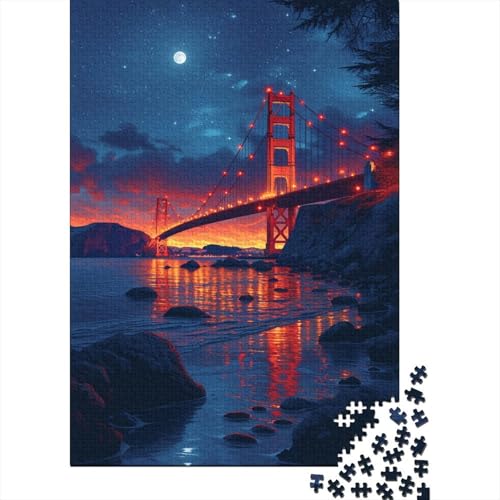 1000-teiliges Puzzle für Erwachsene, Oakland Bay Bridge, Holzpuzzle, pädagogisches Denkspiel, lustiges Familienspiel, 1000 Teile (75 x 50 cm) von ABFFSDT