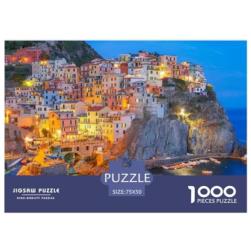 1000-teiliges Puzzle für Erwachsene im Nationalpark Cinque Terre, Holzpuzzle für Erwachsene und Teenager, Lernpuzzle, 1000 Teile (75 x 50 cm) von ABFFSDT