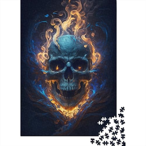 1000-teiliges Puzzle für Erwachsene mit Feuerschädel, Holzpuzzle, pädagogisches Denkspiel, lustiges Familienspiel, 1000 Teile (75 x 50 cm) von ABFFSDT