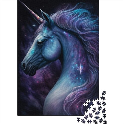 1000-teiliges Puzzle für Erwachsene mit Galaxie-Einhorn, Holzpuzzle, pädagogisches Denkspiel, lustiges Familienspiel, 1000 Teile (75 x 50 cm) von ABFFSDT