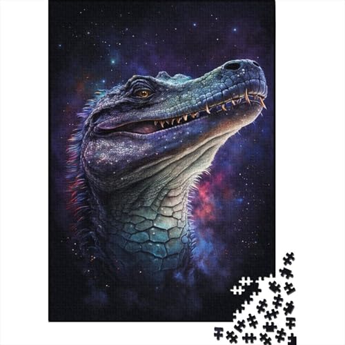 1000-teiliges Puzzle für Erwachsene mit Galaxie-Kunst, Krokodil, Holzpuzzle, pädagogisches Denkspiel, lustiges Familienspiel, 1000 Teile (75 x 50 cm) von ABFFSDT