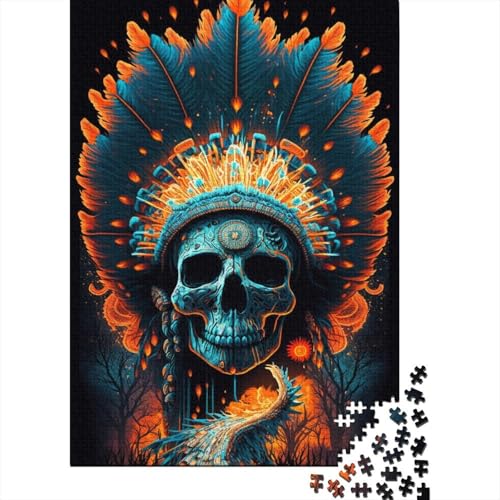 1000-teiliges Puzzle für Erwachsene mit psychedelischem Totenkopf, Holzpuzzle, pädagogisches Denkspiel, lustiges Familienspiel, 1000 Teile (75 x 50 cm) von ABFFSDT