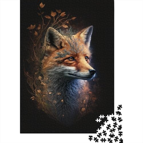 1000-teiliges Puzzle für Kinder, 1000 Teile, niedlicher Kunstfuchs, Puzzle für Teenager, Holzbrett-Puzzle, Spielzeug, Denkspiel, 1000 Teile (75 x 50 cm) von ABFFSDT