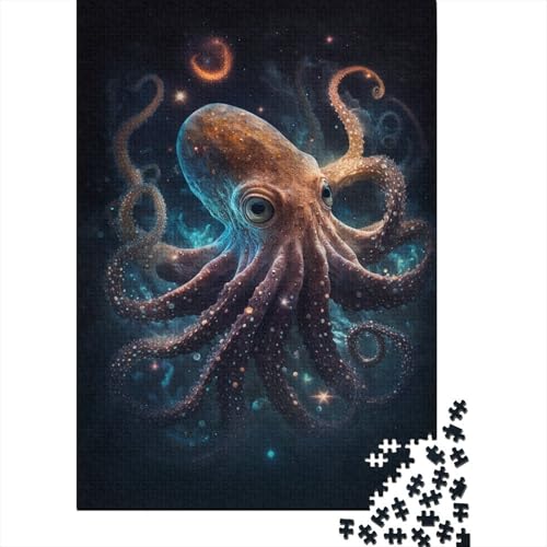 1000-teiliges Puzzle für Kinder, 1000-teiliges Galaxy Octopus-Puzzle für Teenager, Holzbrett-Puzzle, Spielzeug, Denkspiel, 1000 Teile (75 x 50 cm) von ABFFSDT