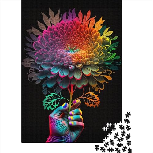 1000-teiliges Puzzle für Kinder, 1000-teiliges Kunst-Blumen-Puzzle für Teenager, Holzbrett-Puzzle, Spielzeug, Denkspiel, 1000 Teile (75 x 50 cm) von ABFFSDT