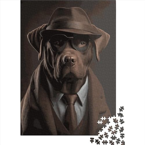 1000-teiliges Puzzle für Kinder, 1000-teiliges Labrador-Mafia-Boss-Puzzle für Teenager, Holzbrett-Puzzle, Spielzeug, Denkspiel, 1000 Teile (75 x 50 cm) von ABFFSDT