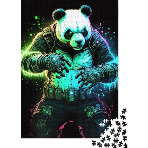 1000-teiliges Puzzle für Kinder, 1000-teiliges Panda-Neon-Puzzle für Teenager, Holzbrett-Puzzle, Spielzeug, Denkspiel, 1000 Teile (75 x 50 cm) von ABFFSDT