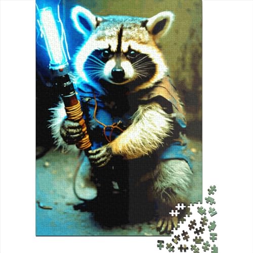 1000-teiliges Puzzle für Kinder, 1000-teiliges Waschbär-Puzzle, Holzpuzzle für Kinder und Jugendliche, 1000 Teile (75 x 50 cm) von ABFFSDT