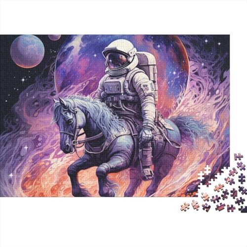 1000-teiliges Puzzle mit Astronauten-Reittiermotiv für Erwachsene, Puzzle für Erwachsene und Jugendliche ab 12 Jahren, 1000 Teile (75 x 50 cm) < von ABFFSDT