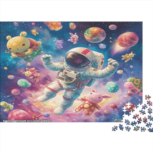 1000-teiliges Puzzle mit Cartoon-Astronauten-Motiv, Holzpuzzle für Erwachsene, Teenager, Mann, Frau, Geschenk, 1000 Stück (75 x 50 cm) von ABFFSDT