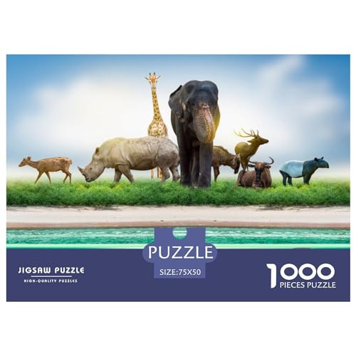 1000-teiliges Puzzle mit Elefantenmotiv, süßes Tier-Puzzle für Erwachsene, Puzzle, Lernspiel, Herausforderungsspielzeug, 1000 Stück (75 x 50 cm) von ABFFSDT