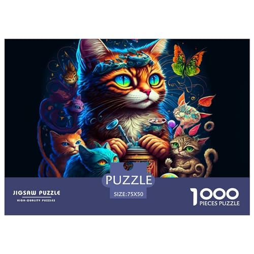 1000-teiliges Puzzle mit Katzenmotiv, süßes Tier-Puzzle für Erwachsene, Puzzles, Lernspielzeug, 1000 Stück (75 x 50 cm) von ABFFSDT