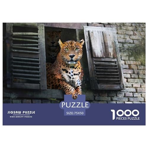 1000-teiliges Puzzle mit Leoparden-Motiv, für Erwachsene, Holzpuzzle für Erwachsene, Lernspiel, Herausforderungsspielzeug, 1000 Stück (75 x 50 cm) von ABFFSDT