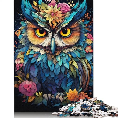 1000-teiliges Puzzle mit Malerei, Farbe, Tier-Eule, für Kinder, Holzpuzzle für Teenager für Kinder, Puzzle-Geschenke, 1000 Stück (75 x 50 cm) von ABFFSDT