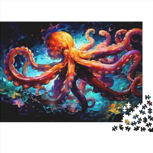 1000-teiliges Puzzle mit Meereskraken-Motiv für Erwachsene, Holzpuzzle für Erwachsene und Teenager, Lernpuzzle 1000 Teile (75 x 50 cm) von ABFFSDT