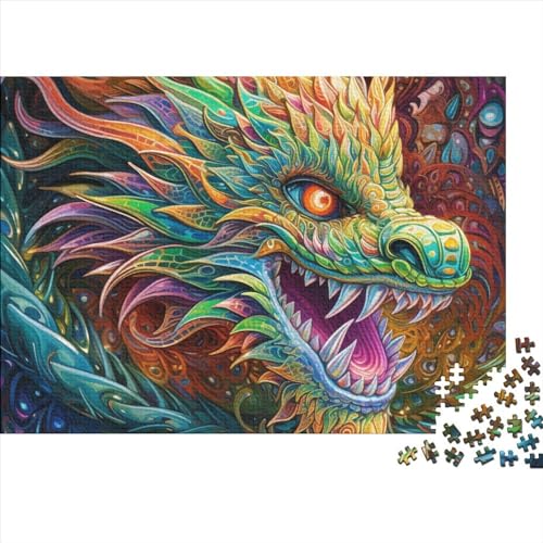 1000-teiliges Puzzle mit Psychedelischer Drachenkunst für Erwachsene und Teenager. Puzzle für Familienspaß und Spieleabende. 1000 Teile (75 x 50 cm) von ABFFSDT