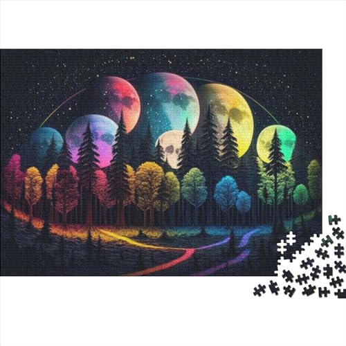 1000-teiliges Puzzle mit Regenbogenwald und Planeten für Erwachsene, Holzpuzzle für Erwachsene, Lernspiel, Herausforderungsspielzeug, 1000 Stück (75 x 50 cm) von ABFFSDT