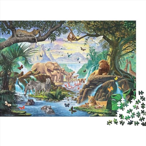 1000-teiliges Puzzle mit Tieren des tropischen Regenwalds für Erwachsene, Holzpuzzle, Puzzle für Erwachsene, für Familienspaß und Spieleabend, 1000 Teile (75 x 50 cm) von ABFFSDT